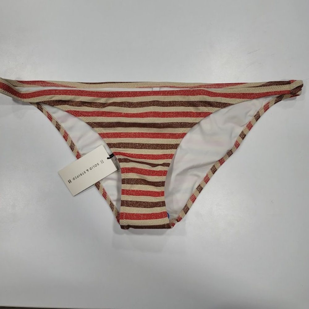 Solid & Striped The Wendy Striped Shimmer Bikini Bottom - Picture 2 of 9